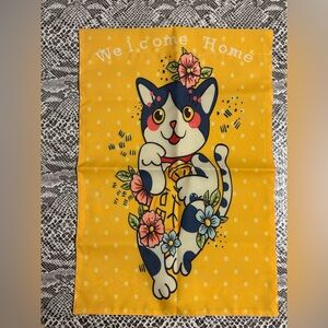 Asian kitty cat welcome flag, new , home garden banner